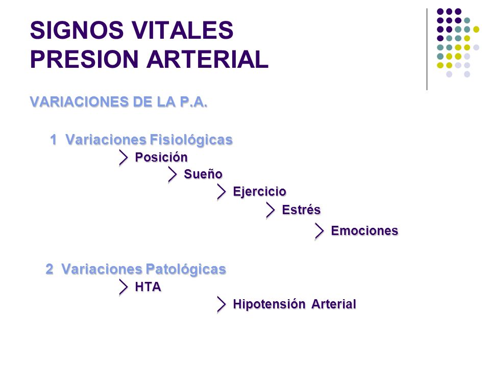 Variaciones en la presion arterial